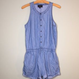 Blue Button Up Romper